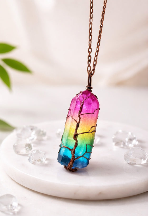 Chi Alignment Crystal Pendant - Tree of Life Energy Necklace