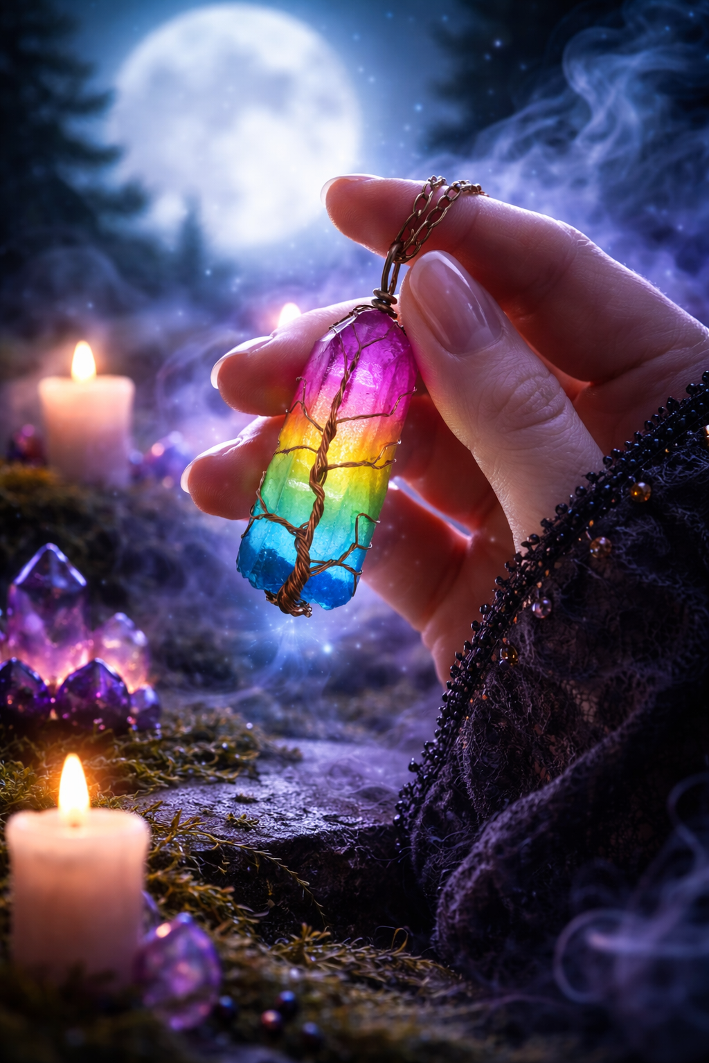 Chi Alignment Crystal Pendant - Tree of Life Energy Necklace