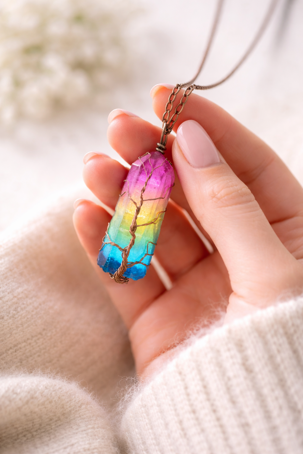 Chi Alignment Crystal Pendant - Tree of Life Energy Necklace